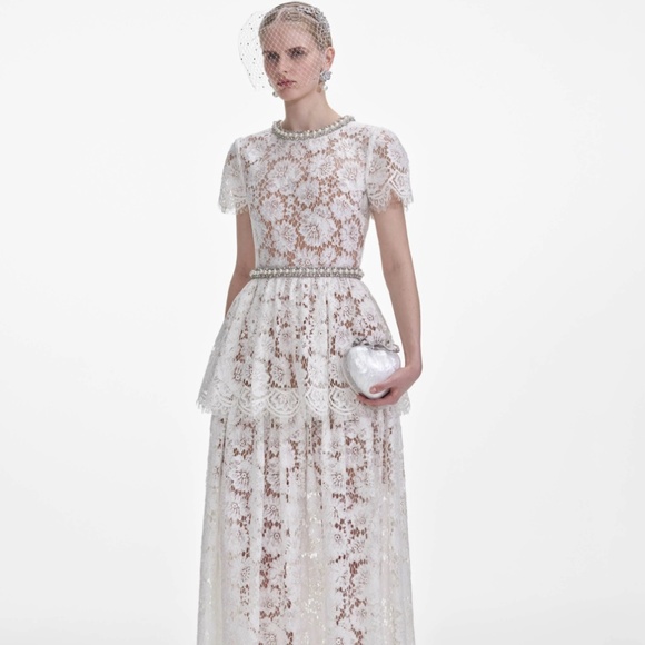 self-portrait White Tiered Lace Maxi Dress Size MSRP $725 -  NWT - Picture 2 of 9